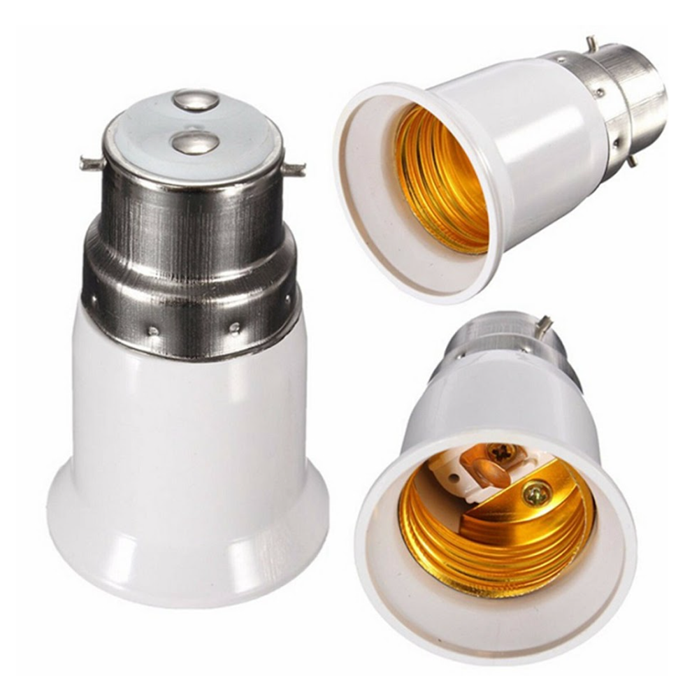 Bulb Base Socket B22 To E27 Holder Converter - White