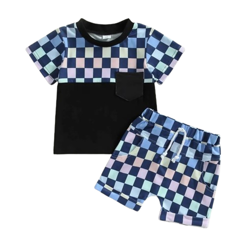 Cotton T-Shirt and Half Pant Set For Baby Boys - Multicolor - BM-81