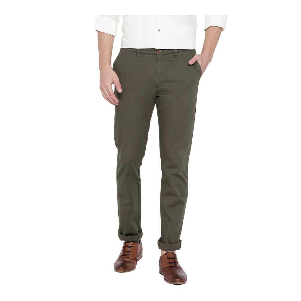 Cotton Chinos Gabardine Pant For Men - Olive - NZ-3150