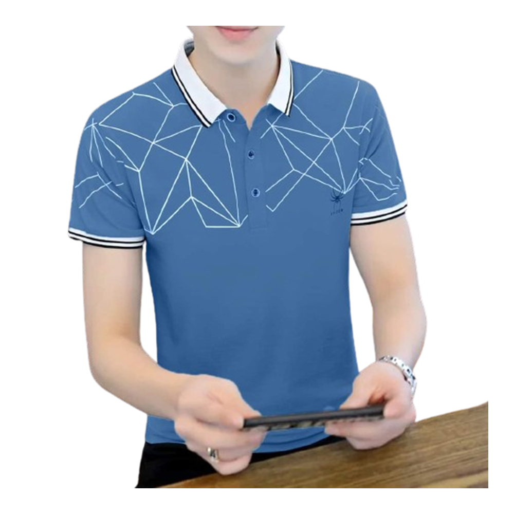 Cotton Half Sleeve Polo T-Shirt for Men - Blue - PT-M2 