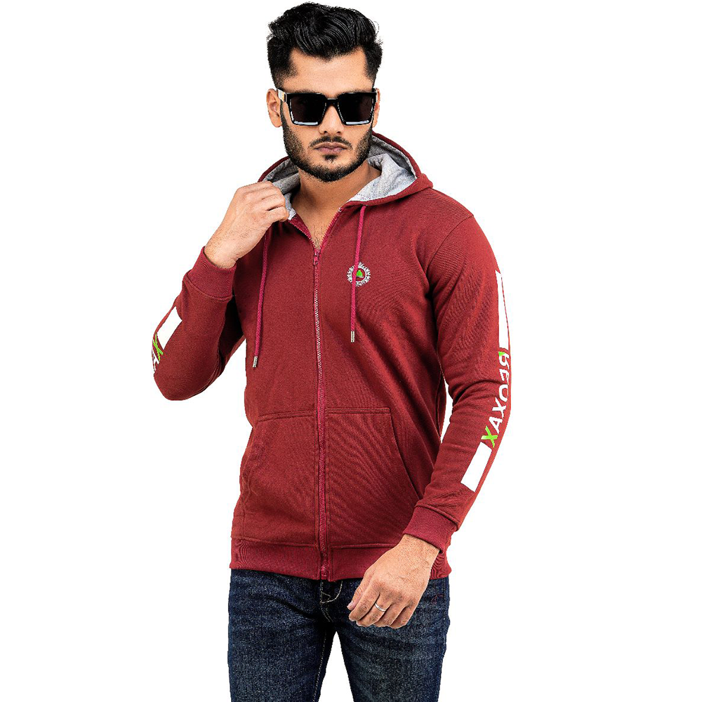 Cotton Hoodie For Men - Red - H-172