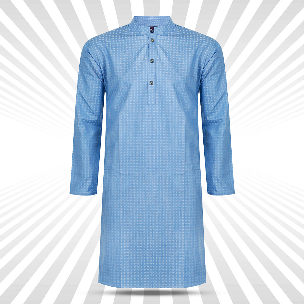 Embroidery Cotton Panjabi for Men - Sky Blue - BRP-PQ48