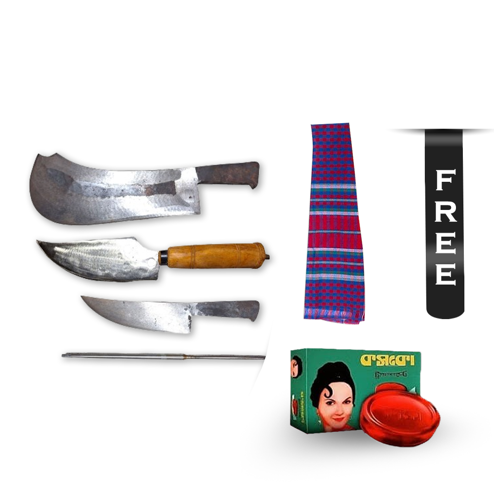 Buy Set of 4 Pcs Cleaver Iron Knife Chopper And Get Towel And Cosco Soap Free