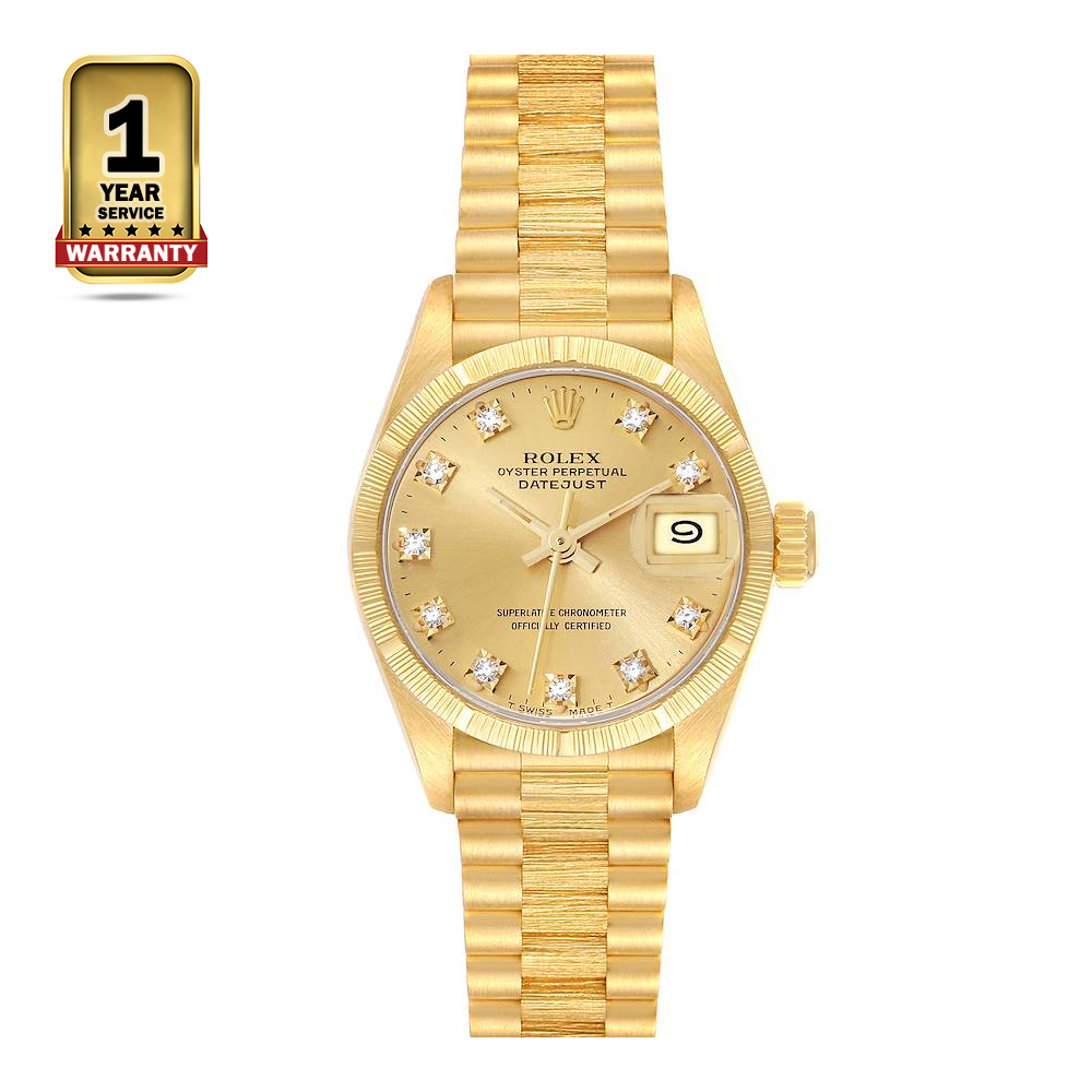 Rolex A46 C Stainless Steel Wrist Watch For Men - Yellow Gold