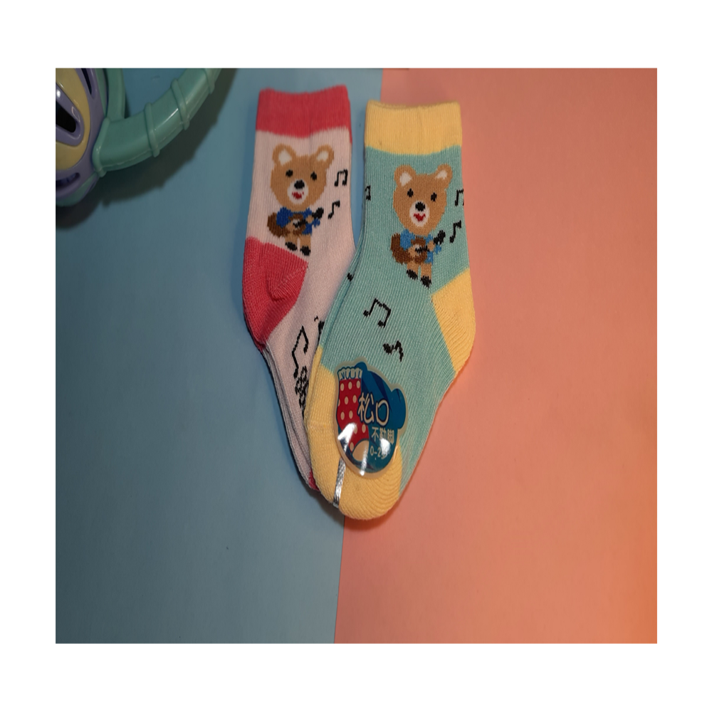 Cotton 2 Pair Bangbang Socks Set For 0-12M Baby - Multicolor