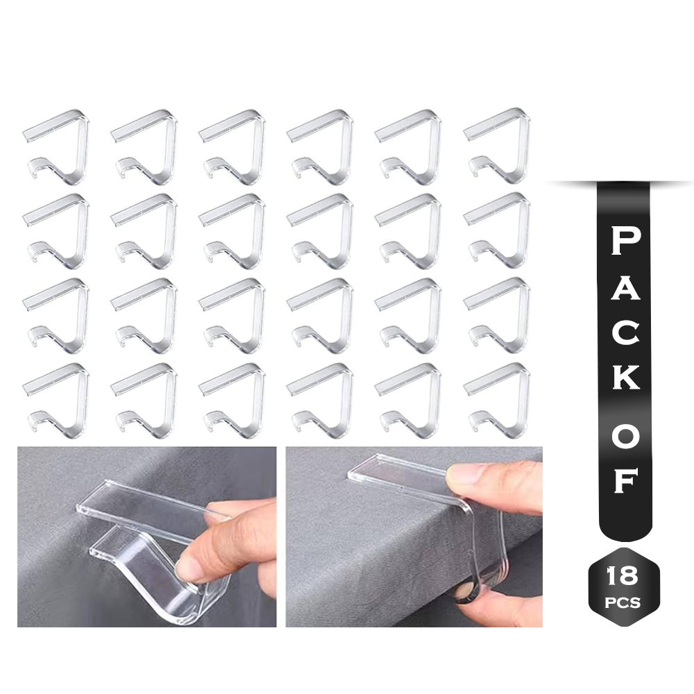 Pack of 18 Pcs Table Cloth Clip - Transparent