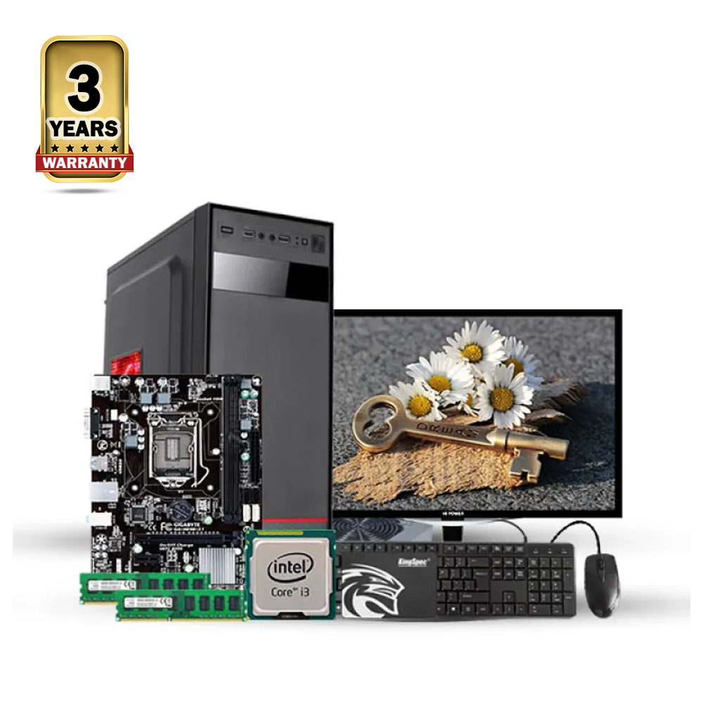 Intel Core i3 4th Generation - 8GB RAM - 256GB SSD - 19 Inch LED Monitor - Full Desktop Computer - Black - bgwi-006