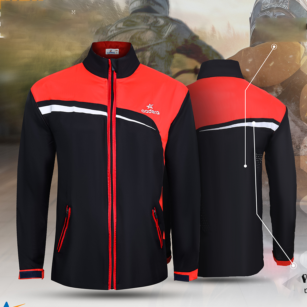 Aadora Polymicro Windbreaker 2Triangle Jacket - Black and Red - APBD1003