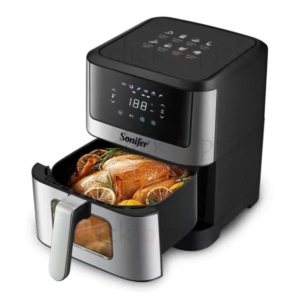 Sonifer SF-1018 Air Fryer - 1500 Watts - 6 Liter - Black and Silver