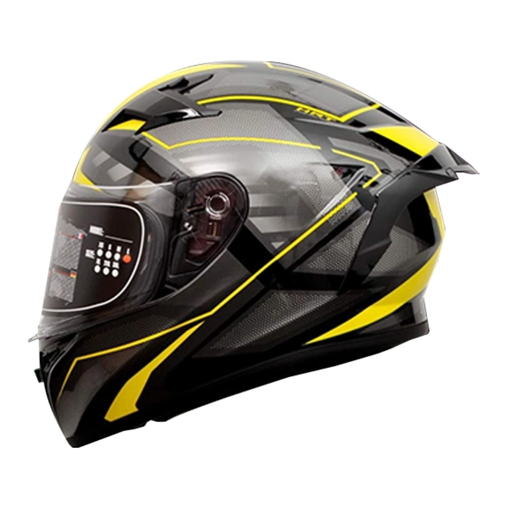YOHE 978-2-61#C Full Face Glossy Helmet - Black Yellow Glossy