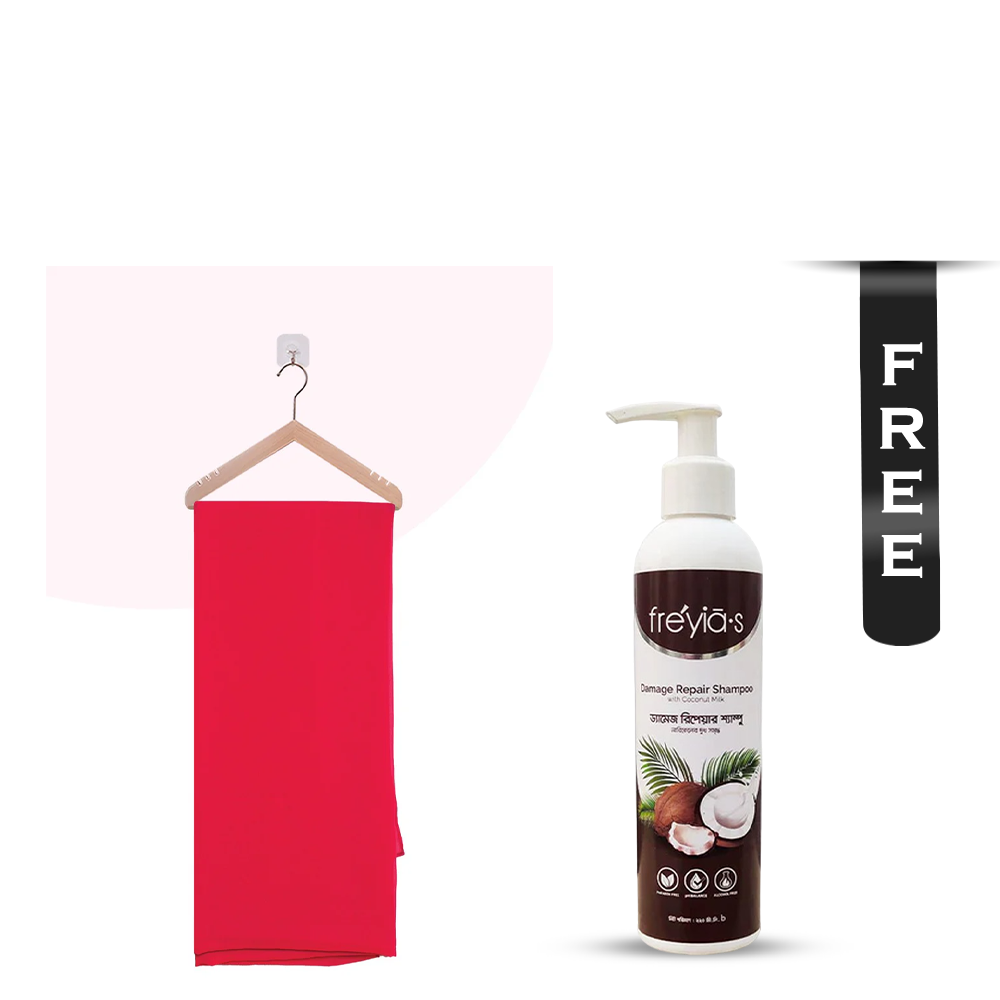 Buy Showstopper Soft Georgette Orna for Women - M08 - Red and Get Freyias Damage Repair Shampoo with Coconut Milk - 220ml Free