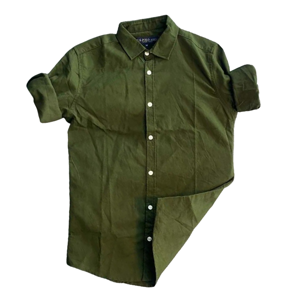 Cotton Full Sleeve Formal Shirt For Men - SRT-5012 - Bottle Green