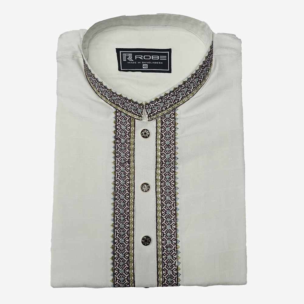 Cotton Panjabi For Men - White - 7689