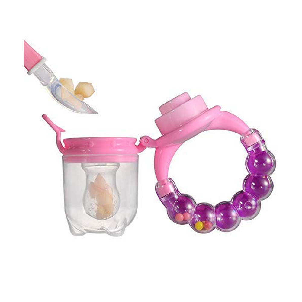 Fresh Fruit Milk Nibbler Feeding Safe Nipple Teat Pacifier Bottles With Rattles Bell - Multicolor