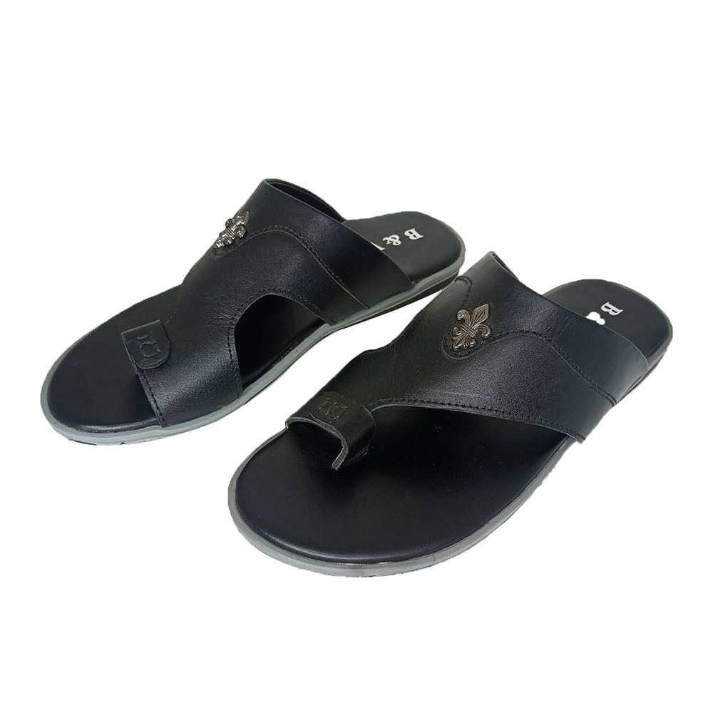 B&W Leather Sandal For Men -Black - BW10565