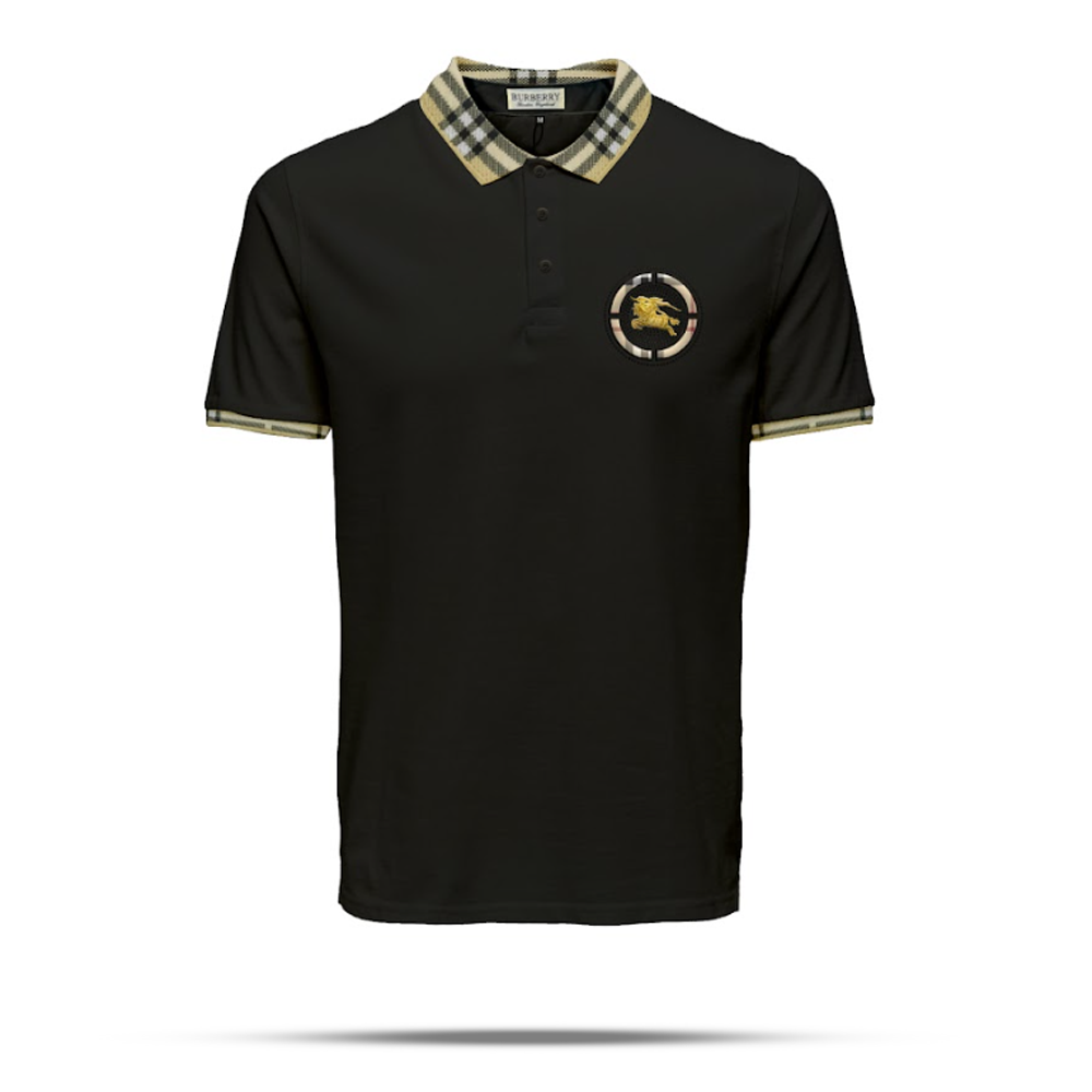 Mercerized Cotton Half Sleeve Polo For Men - Black - PL81