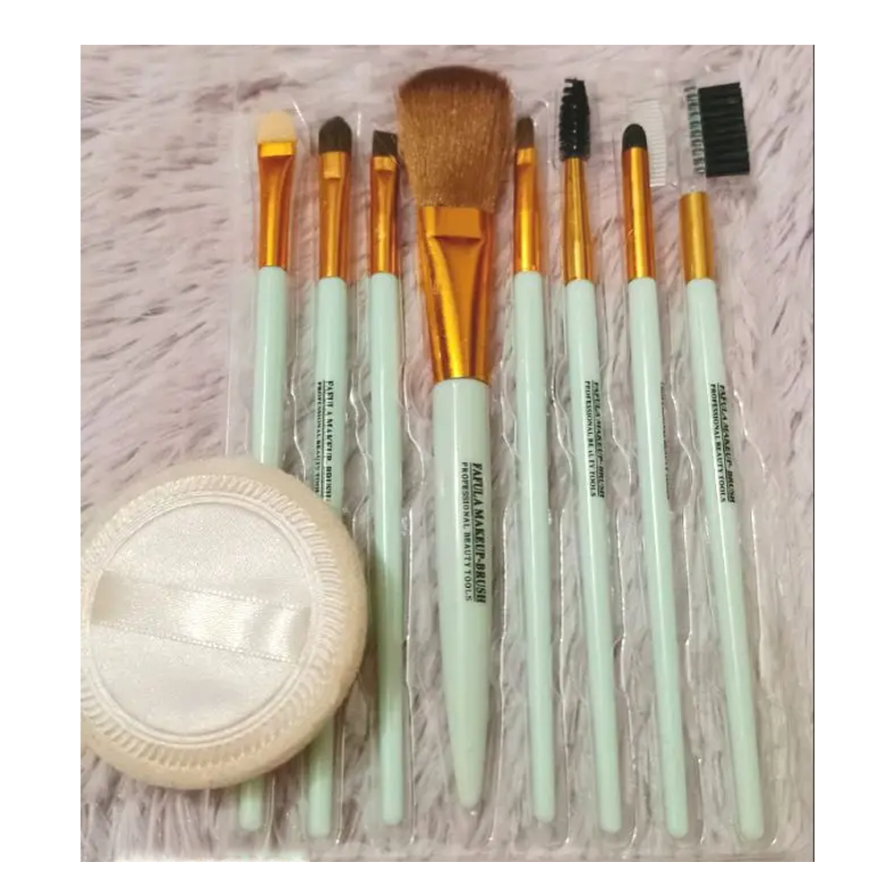 Makeup Brush Kit With Puff - 09 Pcs 