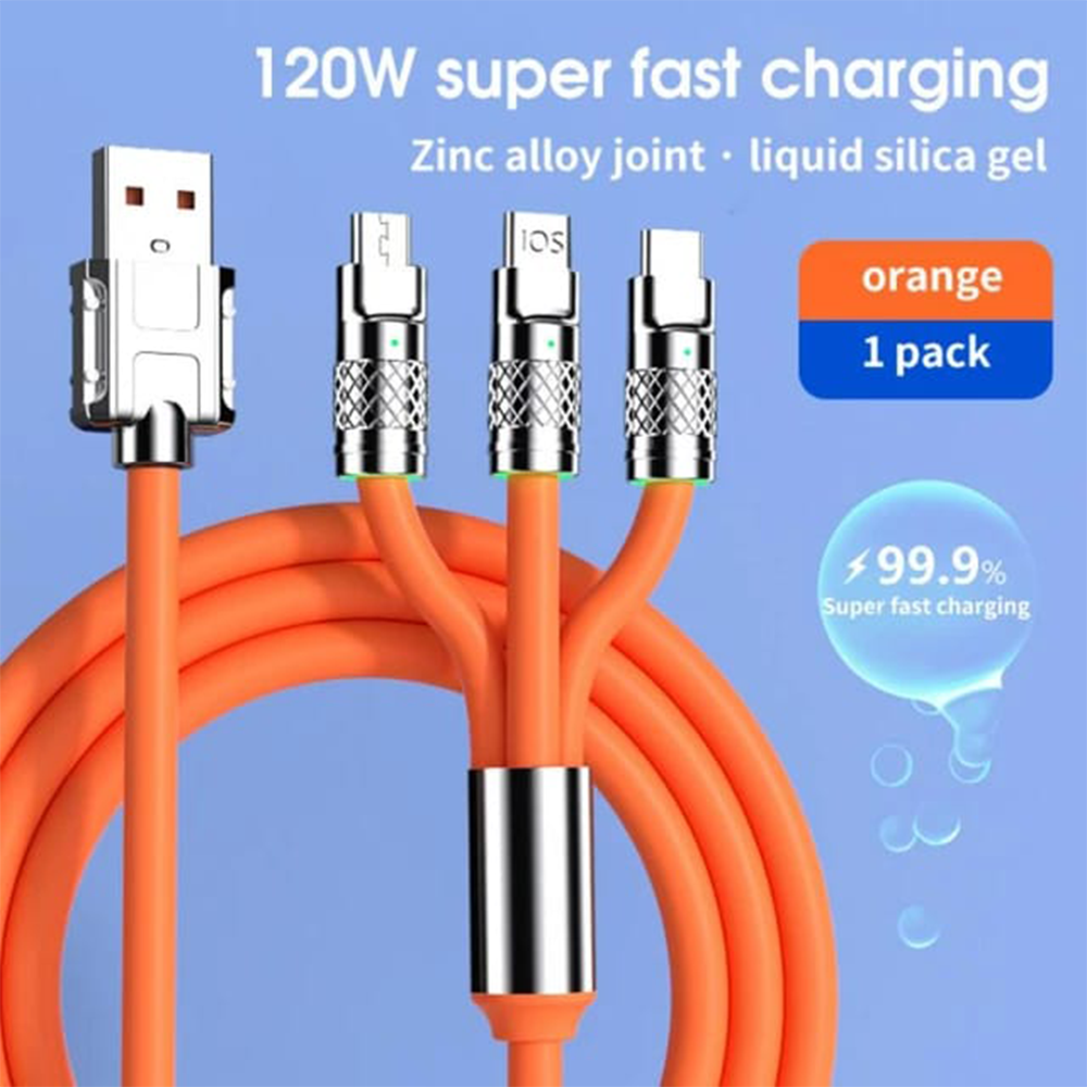 3 IN 1 Regrsi Super Fast Charging Data Cable - 100W