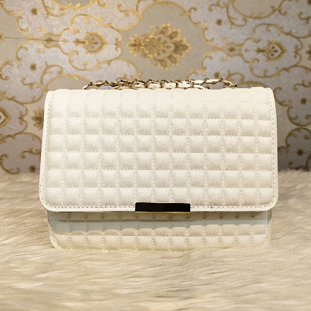 Artificial Leather Hand Bag for Women - White - P259 E