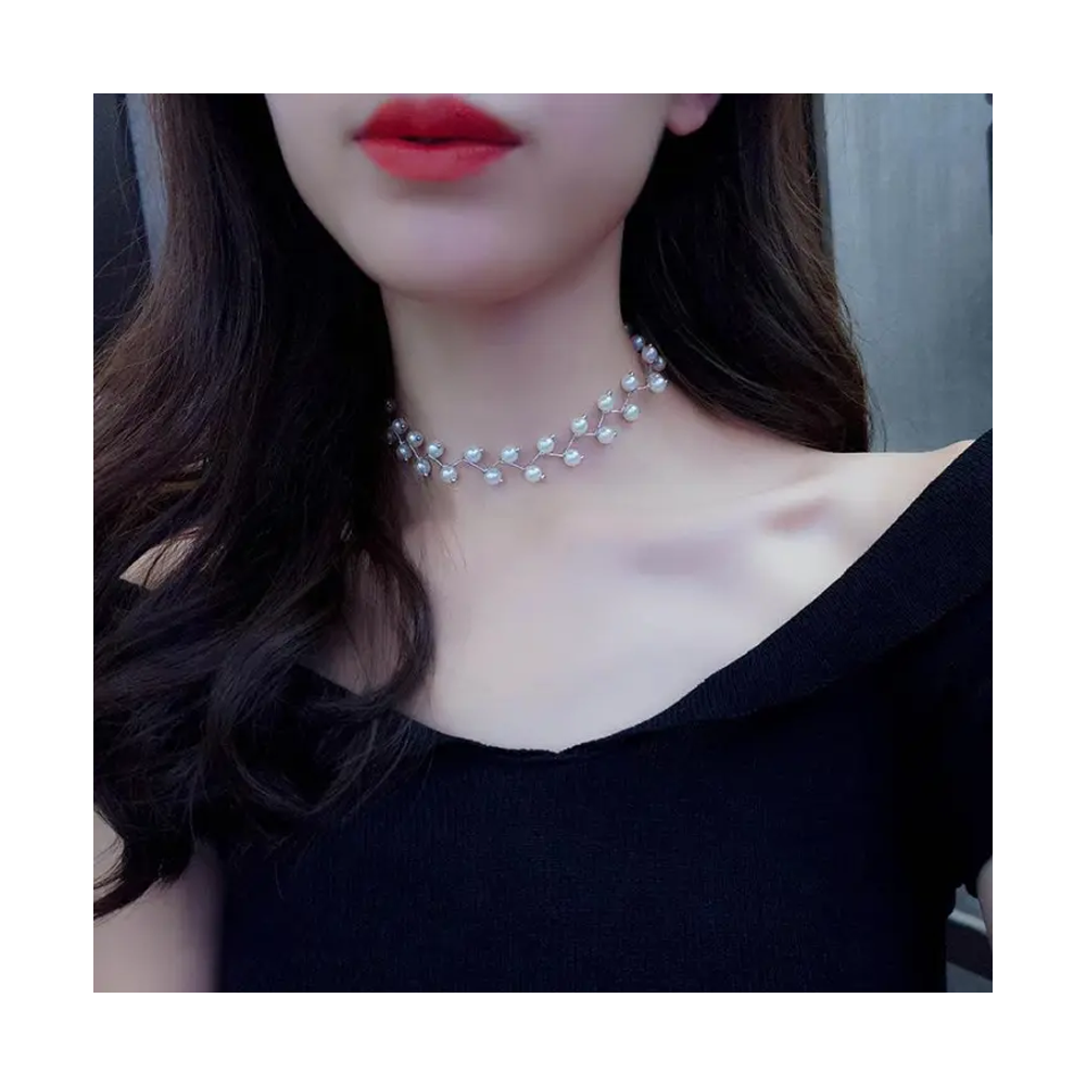 Pearl Clavicle Necklace for Women - Silver