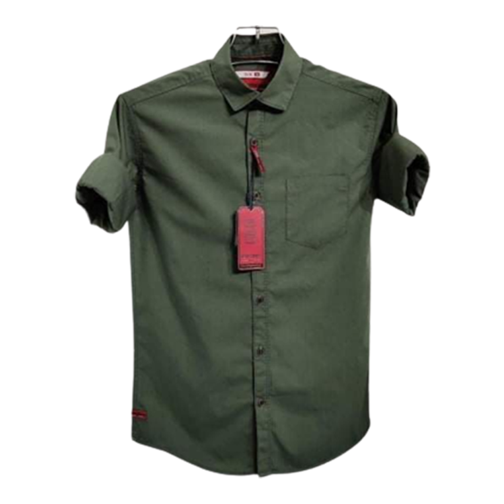 Oxford Cotton Full Sleeve Shirt For Men - Olive - OP86