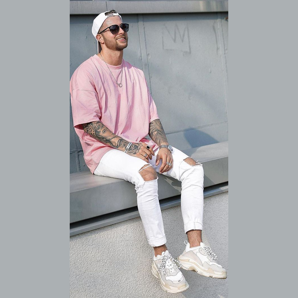 Cotton Half Sleeve T-Shirt for Men - Baby Pink