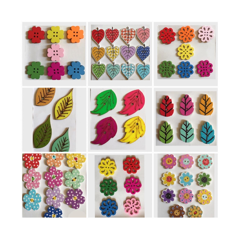 Mixed Pattern Wooden Craft Button - Multicolor - SA000CRFT023