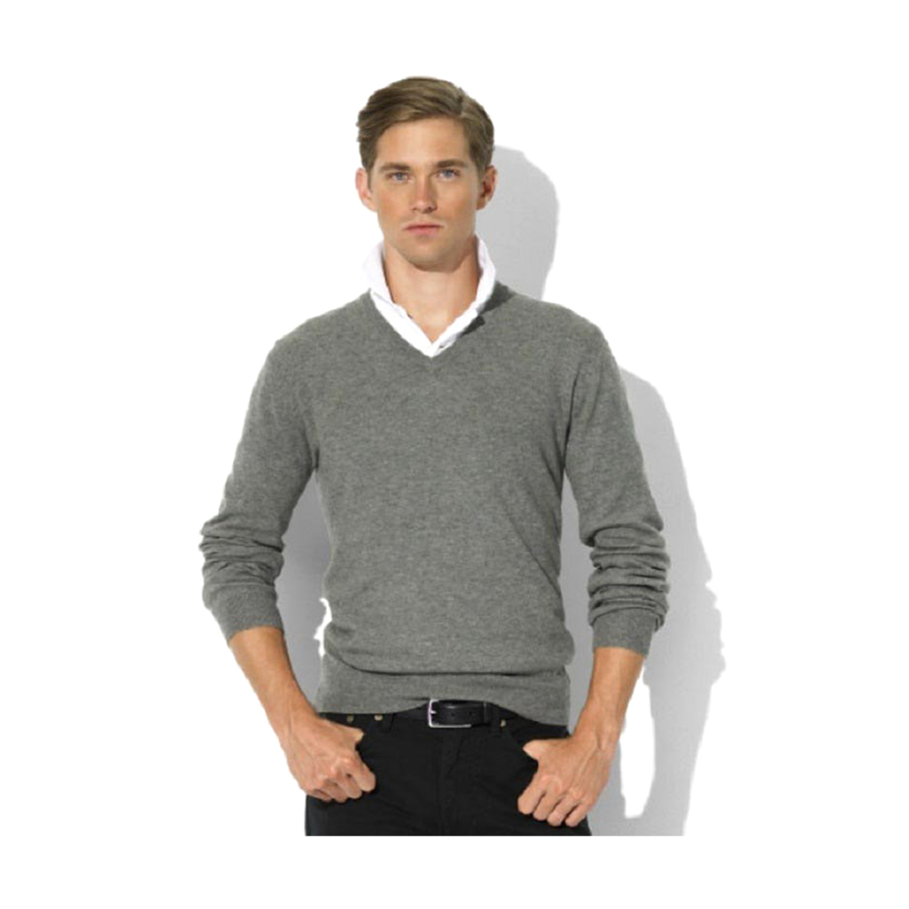 Woolen Full Sleeve V Neck Sweater For Men - J-60 - Gray