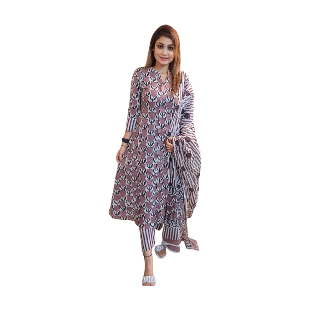 Cotton Skin Printed Salwar Kameez - Multicolor - 3C-43