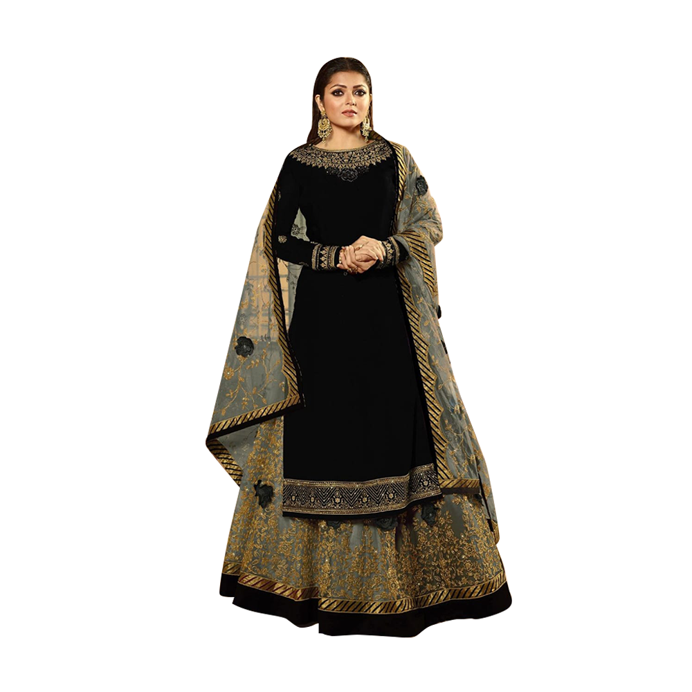 Semi Stitched Embroidery Work Sarara Dress For Women