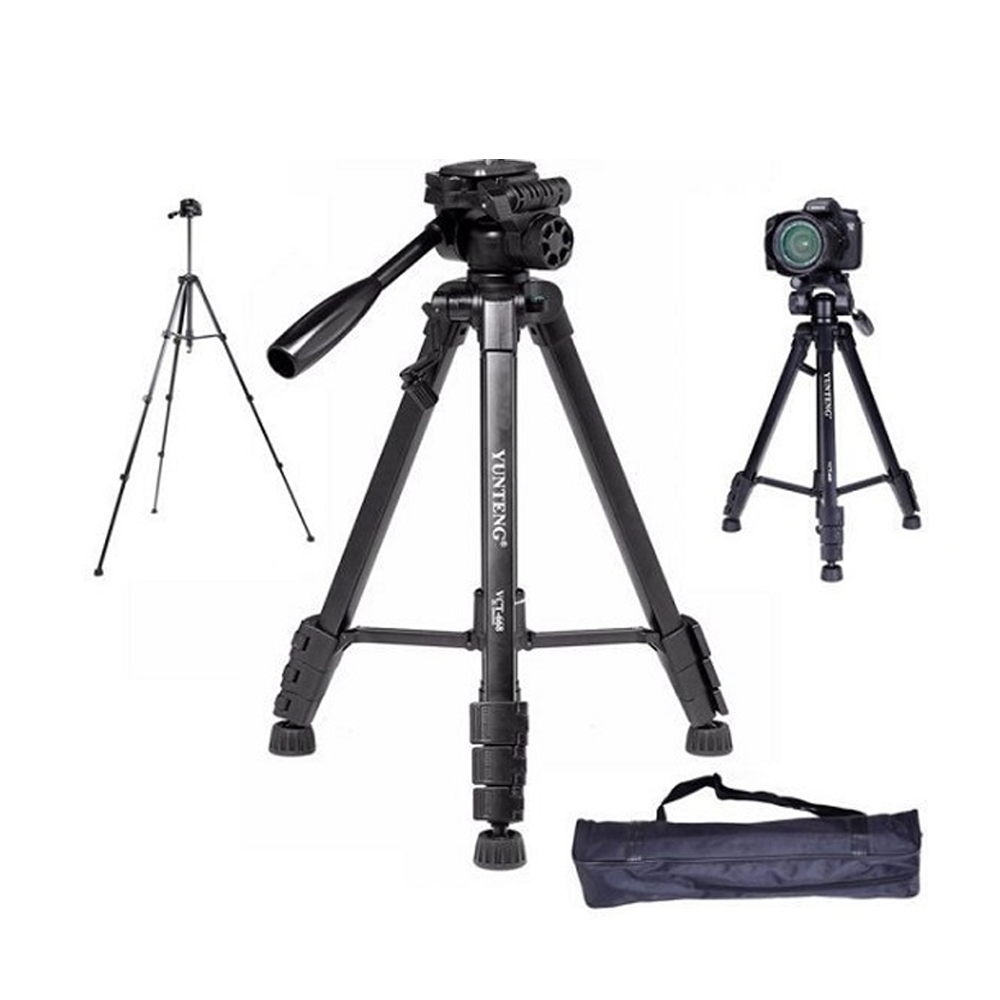 YUNTENG VCT-668 Aluminum Multifunctional Professional Video Tripod - Black