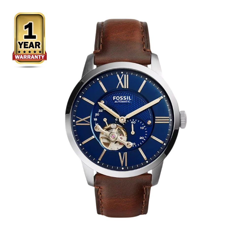 Fossil ME3110 Leather Townsman Automatic Multifunction Watch - Blue Dial