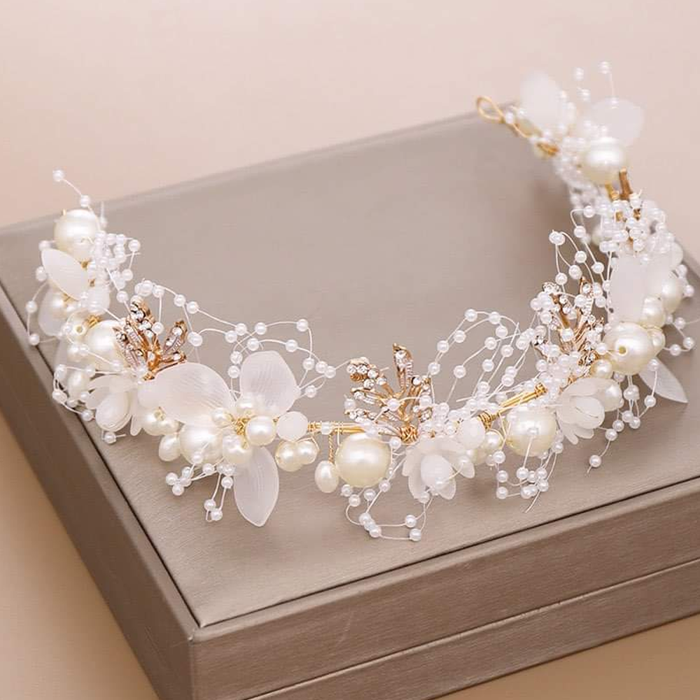 Bridal Headband with Imitated Pearl - Multicolor