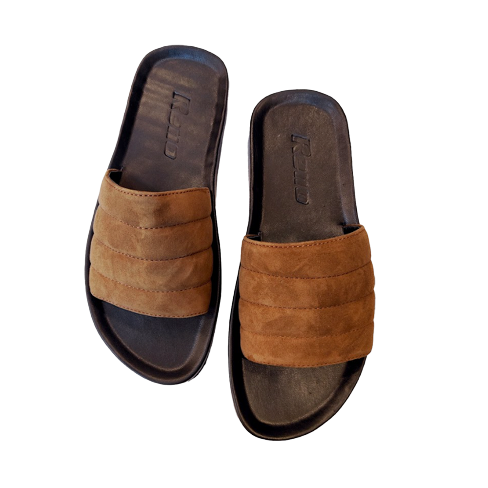 Reno Leather Slider for Men - Brown - RS7090