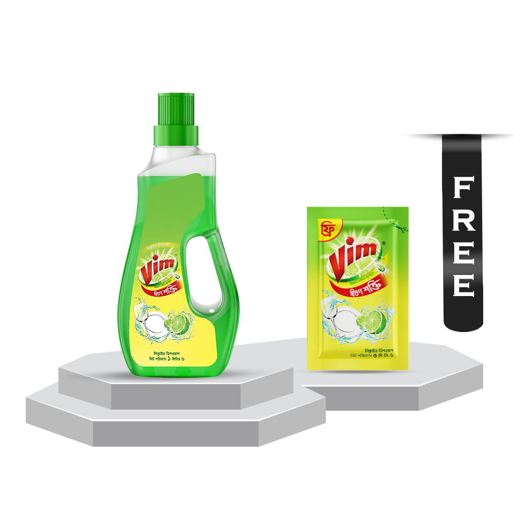 Vim Liquid Dishwash - 1 Liter With Vim Liquid Dish Washer - 5ml Free