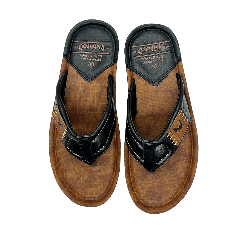 Walkaroo Black Tan Sandal For Gents WG5055BKTN - Black Tan