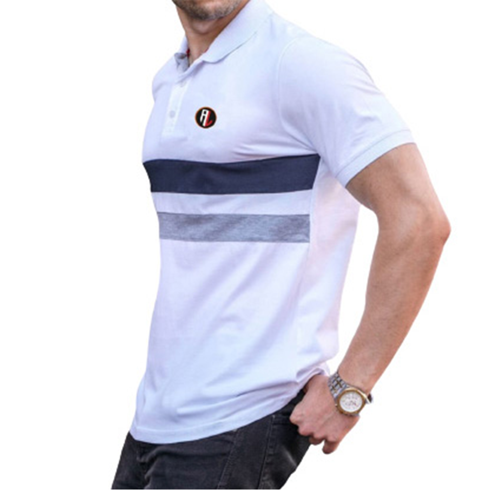 Pique Cotton Half Sleeve Polo Shirt For Men - White - PT-188
