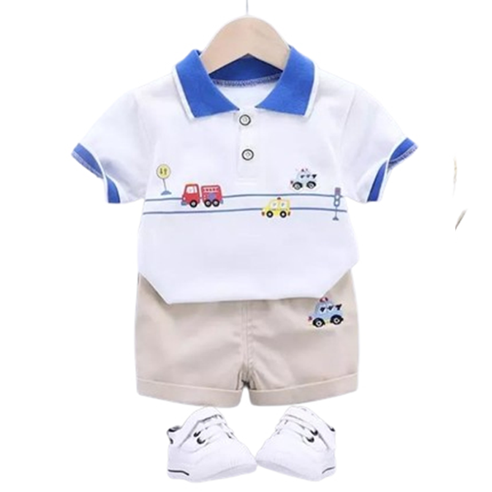 China Cotton Half Sleeve T-Shirt and Half Pant Set For Boys - Sky Blue - BM-21