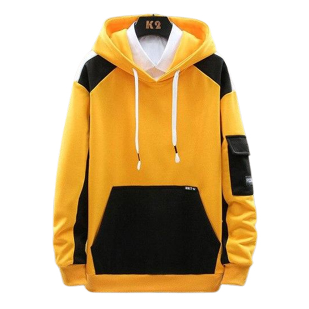 Cotton Hoodie For Men - Yellow and Black - H-208