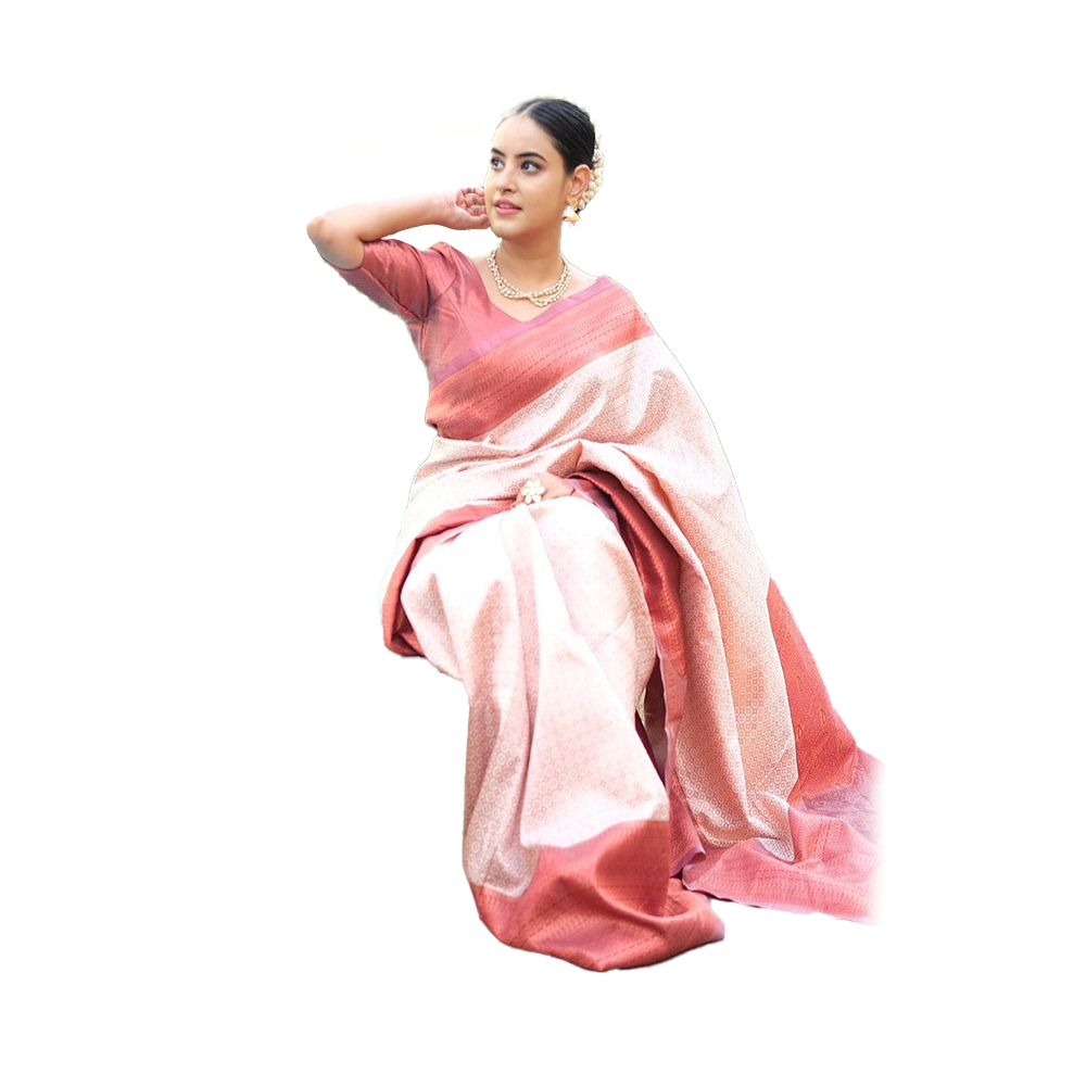 Proud PL-SE00028 Pure Soft Silk Saree For Women - Pale Red