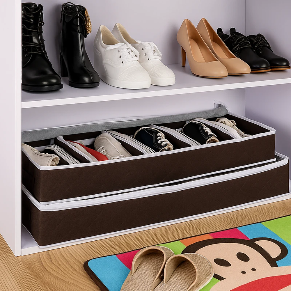 Portable Folding Under Bed Shoes Organizer