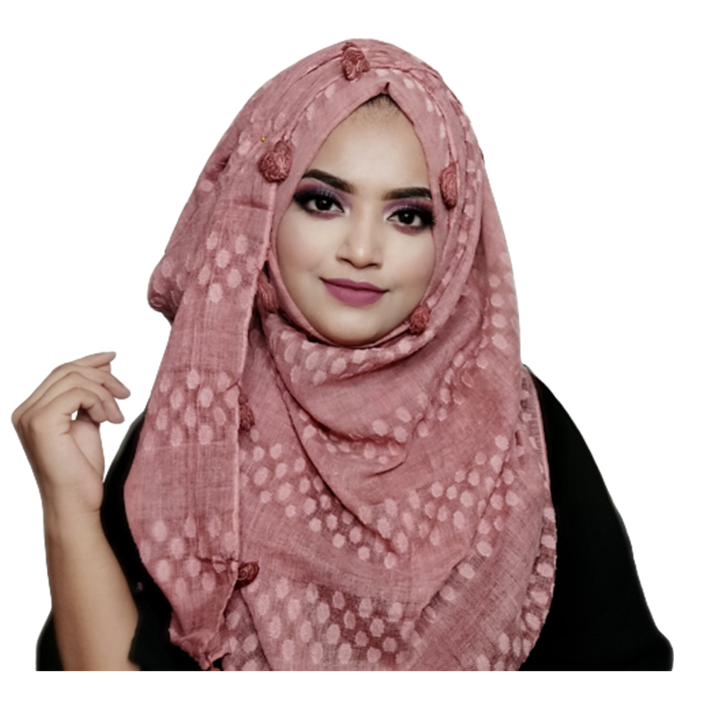 Soft Cotton Comfort Pretty Dotted Hijab For Women - Onion