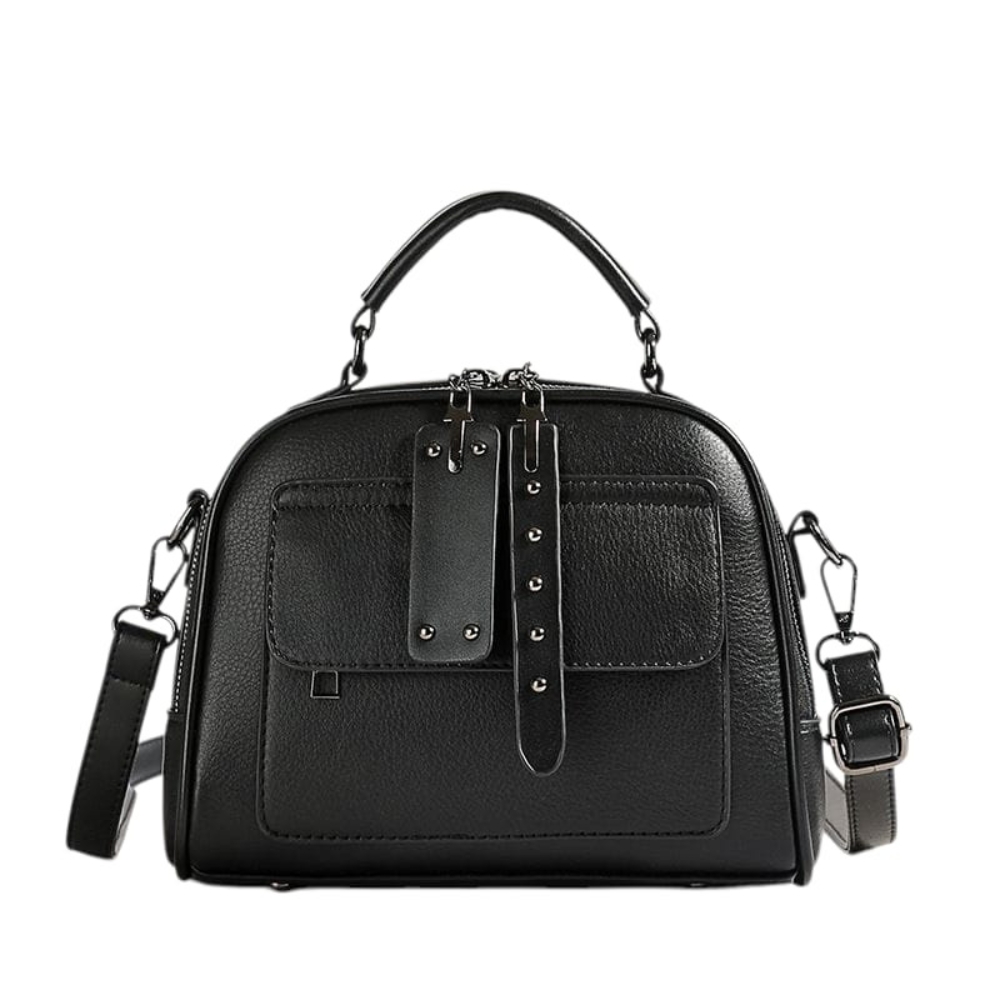 PU Leather Multi Layer Large Capacity Handbag For Women - Black