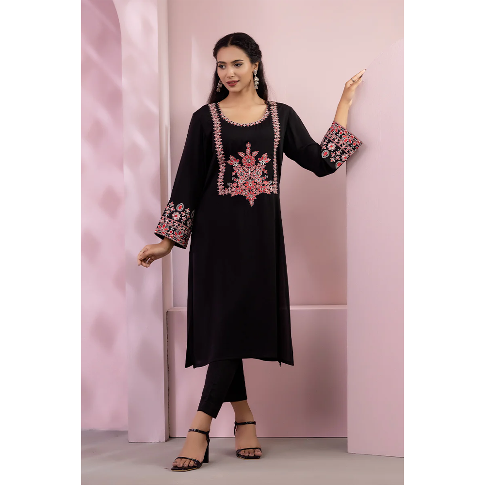 Cherry Georgette Kurti for Women - Black - 1122-000080