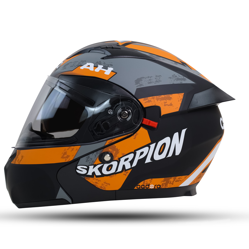 Aadora 333 Flipup Full Face Helmet - L Size - Matt Black and Orange - APBD1068