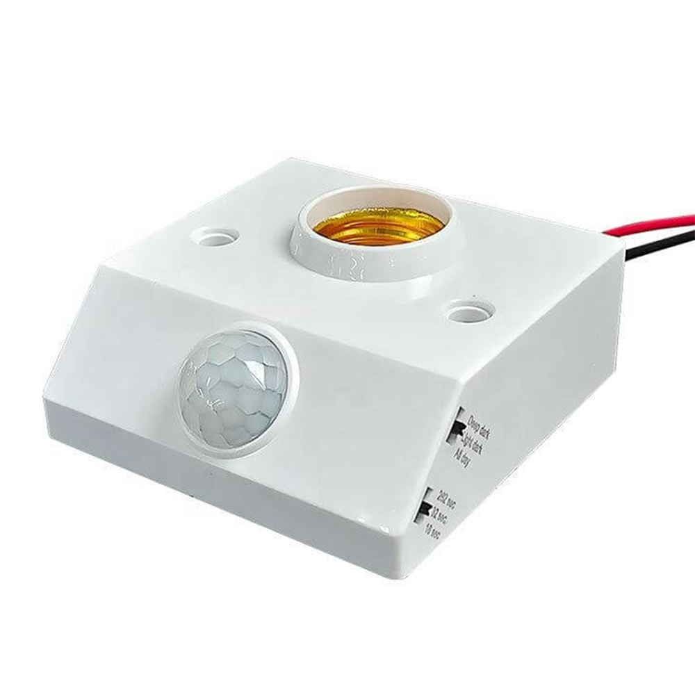 PIR Motion Automatic Sensor Light Socket Lamp Holder - White