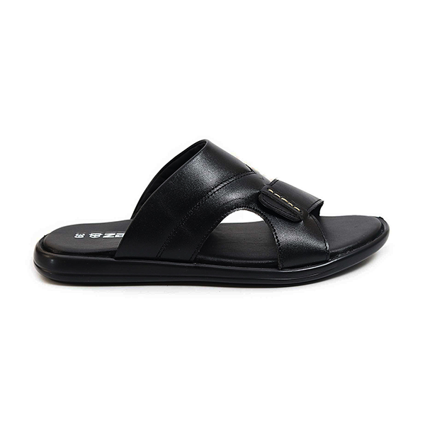 Zays Leather Sandal For Men - Black - ZA05