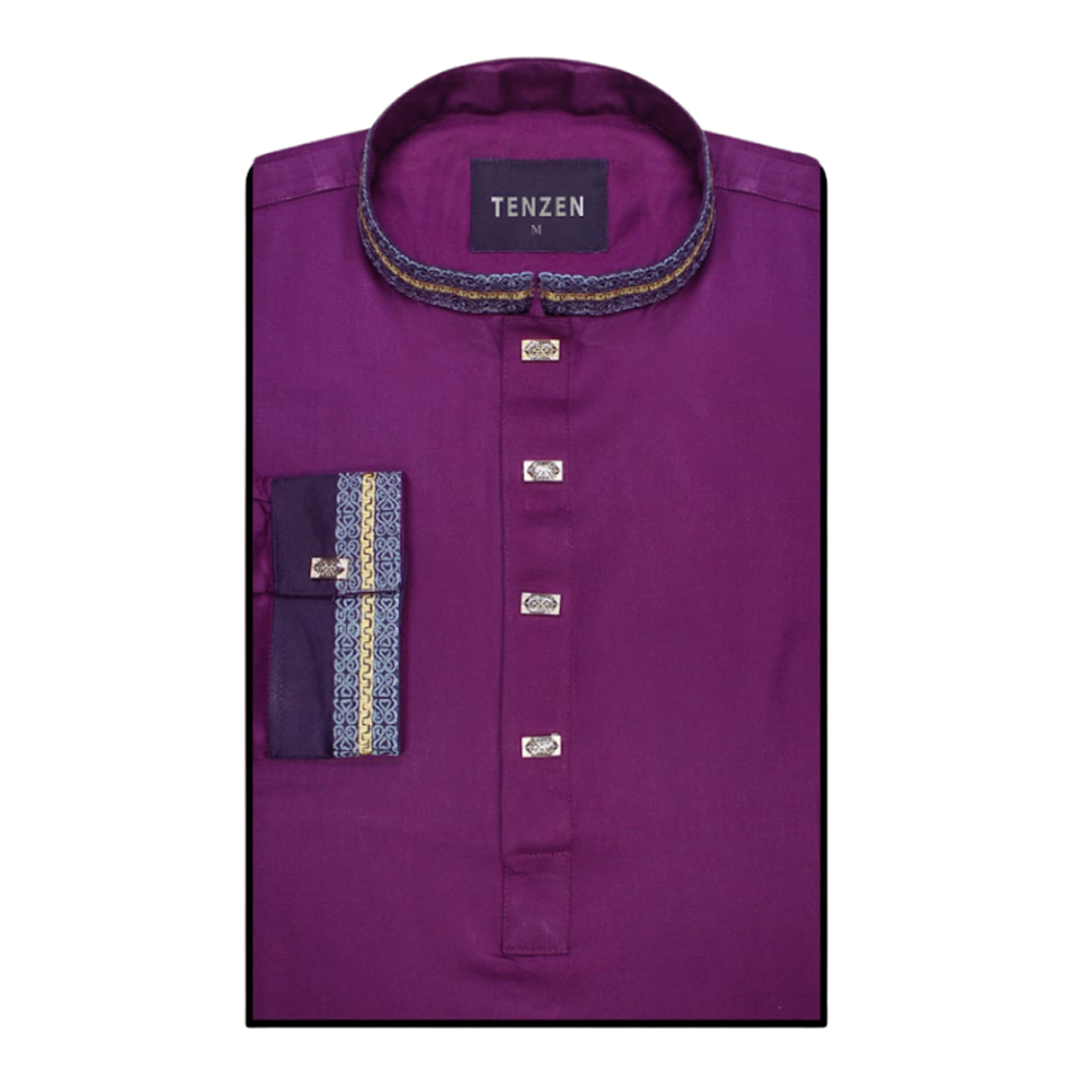 Cotton Embroidered Panjabi For Men - Tyran Purple - TZ001