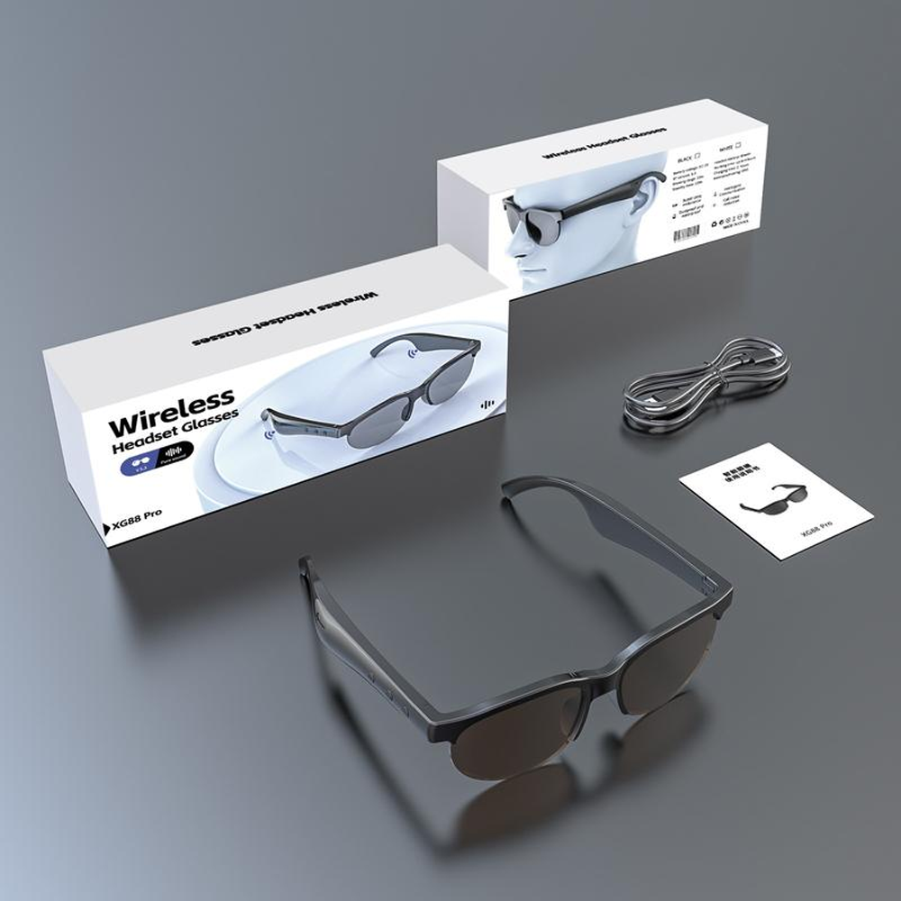 Wireless XG88 Pro Bluetooth Glasses - Black - 7217