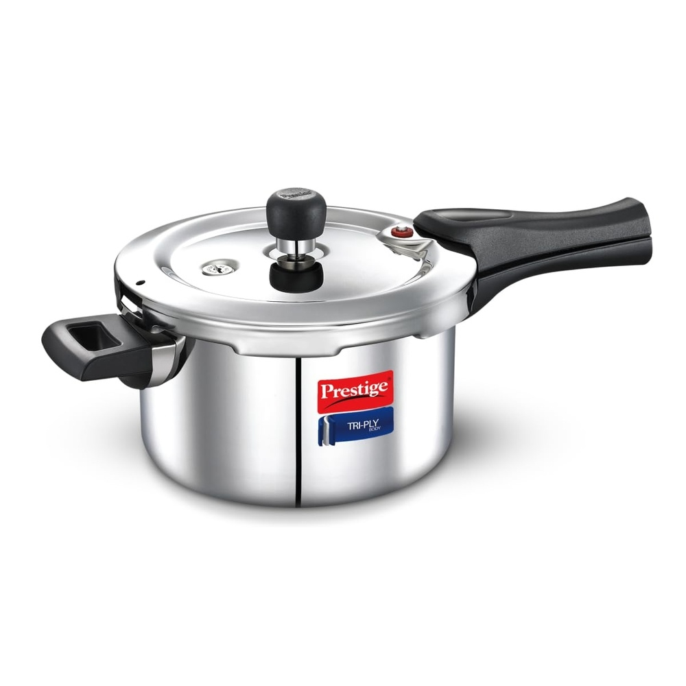 Prestige Triply Outer Lid Induction Compatible Pressure Cooker - Silver - 3 Litre